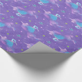 Lila Unicorns-rosa Sterne Geschenkpapier (Ecke)