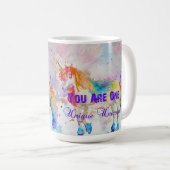 Lila Unicorns Wasserfarbe Tasse (VorderseiteRechts)