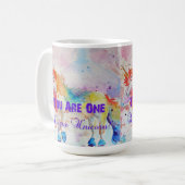Lila Unicorns Wasserfarbe Tasse (Vorderseite Links)