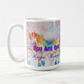 Lila Unicorns Wasserfarbe Tasse (Links)