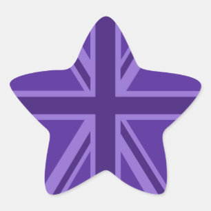 Lila Union Jack Design Stern-Aufkleber