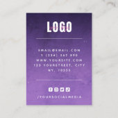 Lila Universe Night Galaxy Logo Ohrringe Display Visitenkarte (Rückseite)