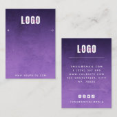 Lila Universe Night Galaxy Logo Ohrringe Display Visitenkarte (Vorne/Hinten)