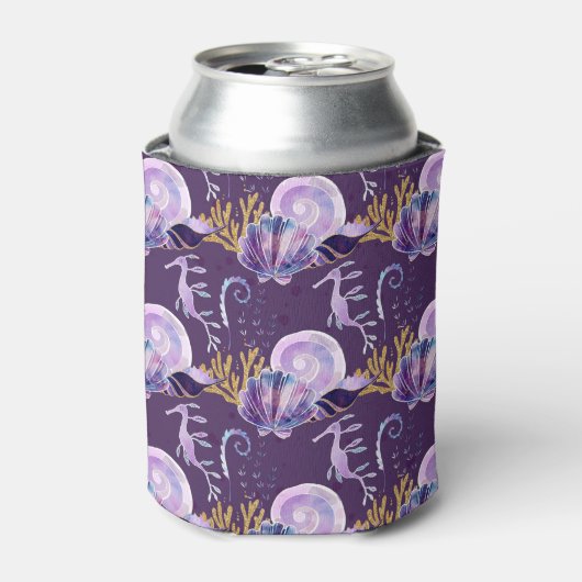 Lila unter dem Meer mit Glitzer Dosenkühler (Kanne Vorderseite)