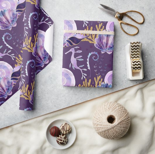 Lila unter dem Meer mit Glitzer Geschenkpapier (Kunsthandwerk)