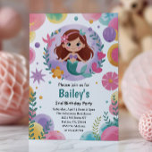 Lila unter der Meerjungfrau 2. Geburtstag Party Einladung