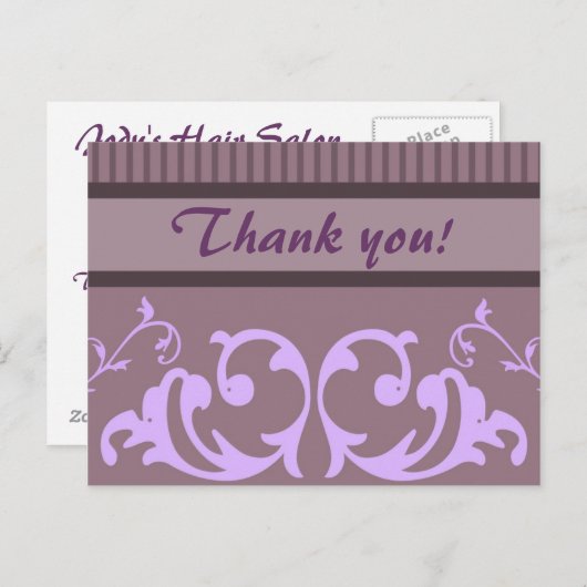 Lila Unternehmen Vielen Dank Postkarten (Vorne/Hinten)