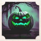 Lila Untersetzer, grauenhafter Halloween-Kürbis Untersetzer (Vorderseite)