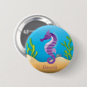 Lila UnterwasserSeepferd Button (Vorne & Hinten)