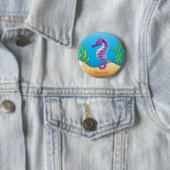 Lila UnterwasserSeepferd Button (Beispiel)