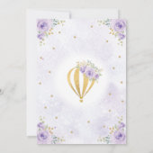 Lila Up and Away Hot Air Ballon Babydusche Einladung (Rückseite)