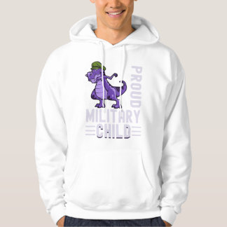 Lila Up Dinosaur Boy Proud Militär Kindermonat Hoodie