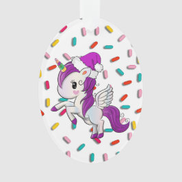 Lila Urlaub Einhorn und Sprinklen Weihnachten Ornament