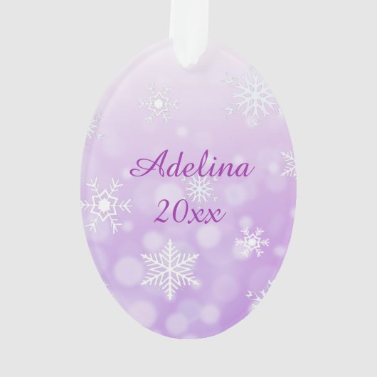 Lila Urlaub Einhorn und Sprinklen Weihnachten Ornament (Rückseite)