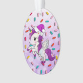 Lila Urlaub Einhorn und Sprinklen Weihnachten Ornament (Vorderseite)