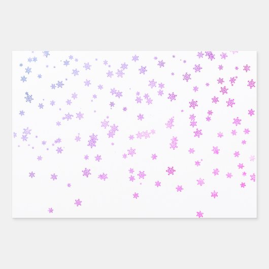 Lila Urlaub Schneeflocken Weihnachten Geschenkpapier Set (Vorderseite)