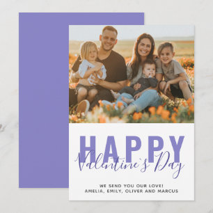 Lila Valentinstag-Familienfoto Feiertagskarte