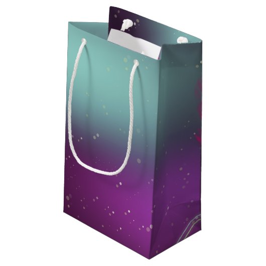 Lila Valentinstag Kleine Geschenktüte (Rückseite Schrägansicht)