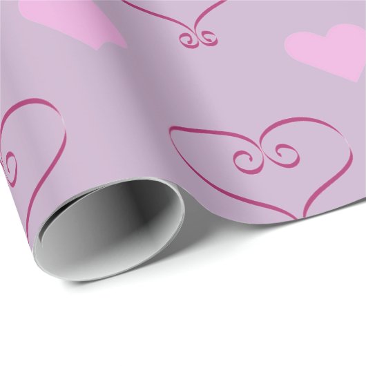 Lila Valentinstag Liebe Hörerpapier Geschenkpapier (Rolleneckpunkt)