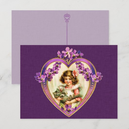 Lila Valentinstag Postkarte (Vorne/Hinten)