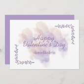 Lila Valentinstag, rosa Dankeskarte (Vorne/Hinten)