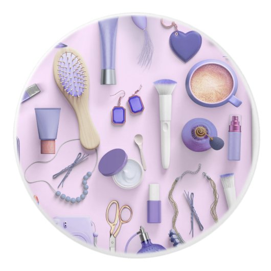 Lila Vanity-Tabelle Keramikknauf (Vorderseite)