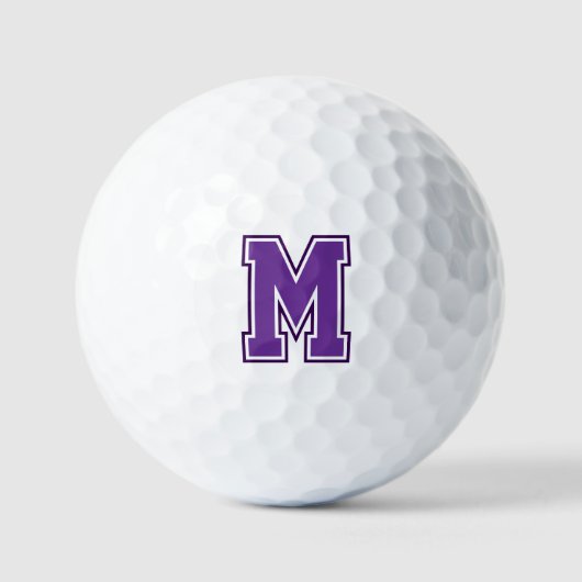 Lila Varsity Monogramm Golfball (Vorderseite)