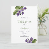 Lila Veilchen Aquarell Osteressen Einladung (Stehend Vorderseite)
