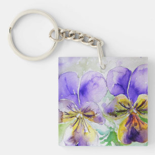 Lila Veilchen Blumen Aquarellmalerei Ke Schlüsselanhänger