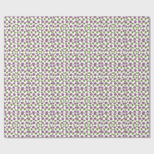 Lila Veilchen Blumenmuster Leinwand – Kunst Geschenkpapier (Flach)