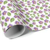 Lila Veilchen Blumenmuster Leinwand – Kunst Geschenkpapier (Rolleneckpunkt)