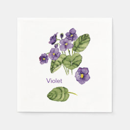 lila Veilchen botanisches Aquarellpapier Napkin Serviette