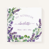 Lila Veilchen Eukalyptus Blumen Script Notizblock (Vorderseite)