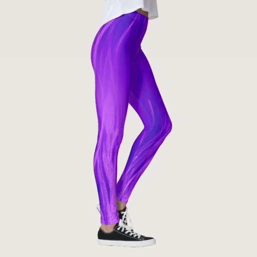 Lila Veilchen flammt künstlerisches Feuer-moderne Leggings (Rechts)