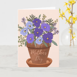 Lila Veilchen in einem Topf – Muttertagsblumen Karte