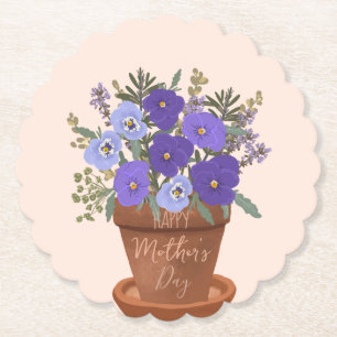 Lila Veilchen in einem Topf – Muttertagsblumen Untersetzer