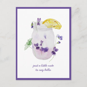 Lila Veilchen, Limonade im Mason-Glas - In Gedanke Postkarte