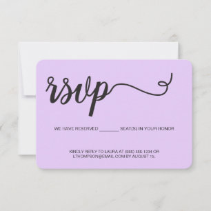 Lila Veilchen RSVP ohne Reservierter Sitzplatz per Karte