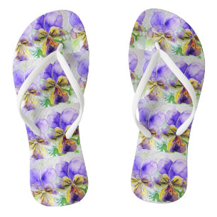 Lila Veilchen Stiefmütterchen Blumen Damen Badesandalen
