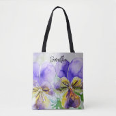 Lila Veilchen Stiefmütterchen Stiefmütterchen Aqua Tasche (Vorderseite)
