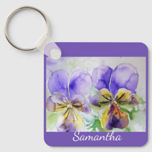 Lila Veilchen Veilchen Aquarell floral Blume Schlüsselanhänger