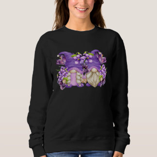 Lila Veilchenblume Frühlings-Gnom-Paar Blumen S Sweatshirt