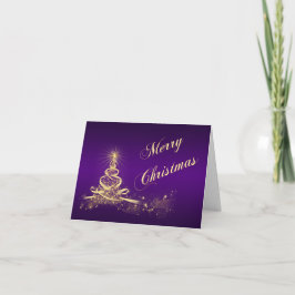 Lila, vergoldete Tree Corporate Weihnachtskarte Feiertagskarte