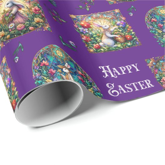 Lila verkettetes Glass Ostersonnenmuster Geschenkpapier (Rolleneckpunkt)