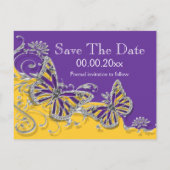 Lila Verlobung Ankündigungspostkarte (Rückseite)