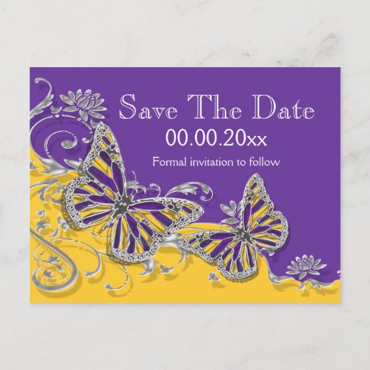 Lila Verlobung Ankündigungspostkarte (Rückseite)