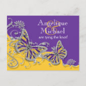 Lila Verlobung Ankündigungspostkarte (Vorderseite)