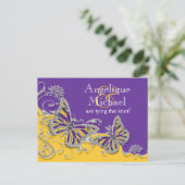 Lila Verlobung Ankündigungspostkarte (Stehend Vorderseite)