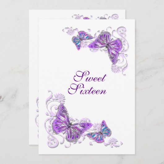 Lila Verlobung Einladung (Vorne/Hinten)