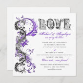 Lila Verlobung Einladung (Vorne/Hinten)